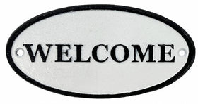METAL SIGN WELCOME BLACK AND WHITE