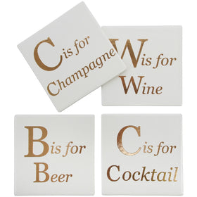COASTER SET OF 4 - W IS FOR WINE