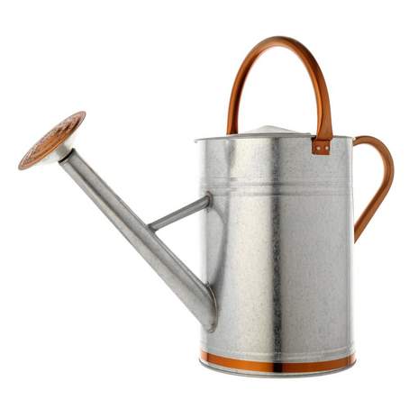 MOULTON MILL WATERING CAN 9L GALVANISED STEEL WITH COPPER TRIM