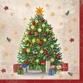 LUNCH NAPKINS FESTIVE TREE CREAM - CHRISTMAS