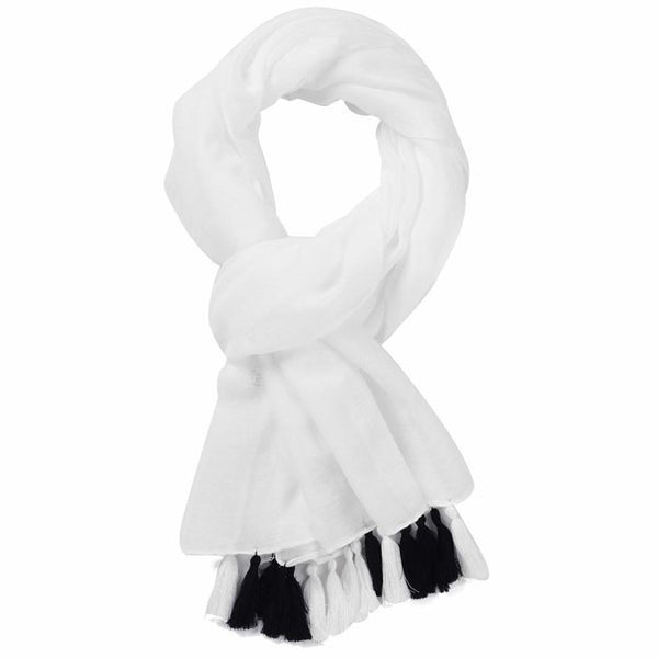 SCARF WHITE WITH TASSELS