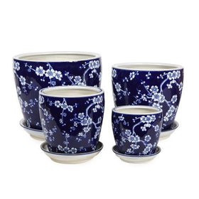 BLUE AND WHITE ROUND POT BLOSSOM X-LARGE