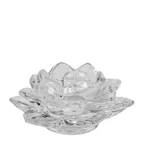 ROSE GLASS TEALIGHT HOLDER WITH WHITE TEALIGHT - CLEAR
